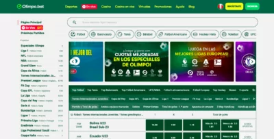 interfaz de la página de inicio principal olimpo bet